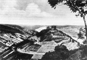 Weinbergterrassen am Rheinecker Burgberg, vor 1927